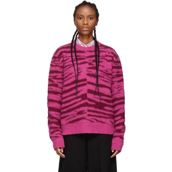 EUC Marc Jacobs Runway Grunge Zebra Sweater Fuzzy Pink Sz M - Picture 2 of 2